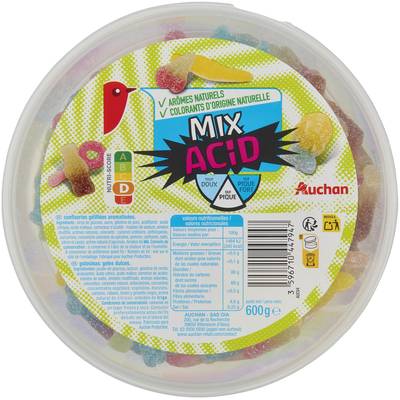 Auchan Assortiment de bonbons acide maxi mix acid, 600g