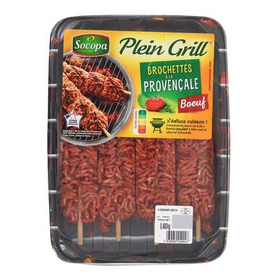 Socopa Brochettes au Boeuf à la Provençale, Plein Grill, 400g, 4 pièces