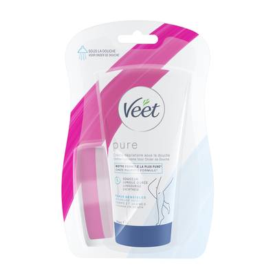 Veet Crème épilatoire Sous la Douche Veet Peaux Sensibles Aloé Vera et Vitamine E, 150ml