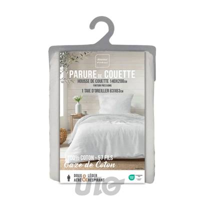 Douceur D Interieur Parure de lit double gaz de coton Angelia Blanc, 140 x 200  cm