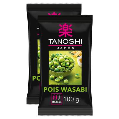 Tanoshi - Japon Pois wasabi médium crackers japonais, Lot de 2x100g