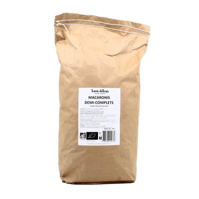 Sans Détour Macaroni demi-complètes bio, Grand format 3KG