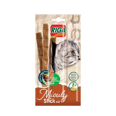 Riga Miouly Sticks au Poulet et Foie - Friandise pour chat, 3x5g