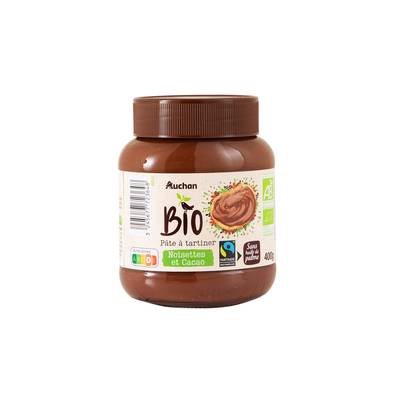 3245677723648 - Auchan BIO - Pâte à tartiner Bio au cacao et noisettes sans huile de palme