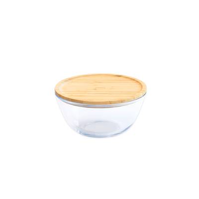 Pebbly Bol / Saladier en verre avec couvercle en bambou, 770ml