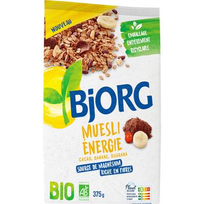 Bjorg Céréales Muesli Energie Cacao Banane Guarana Bio, 375g