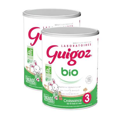 Guigoz Lait de Croissance Bio 3 en Poudre Bébé Dès 10 mois, Lot de 2x800g