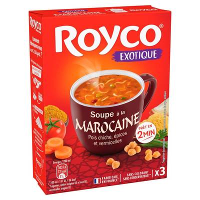 Royco Soupe à la Marocaine- Pois Chiches, Epices et Vermicelles - 3 sachets instantanée, 61g