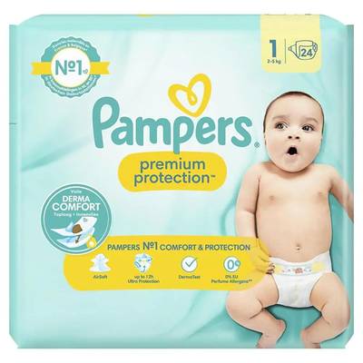 Pampers Premium protection Couches Bébés Prenium Protection 2-5kg T1, 24 couches