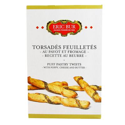 Eric Bur Torsadés feuilletés au fromage et au pavot, 100g
