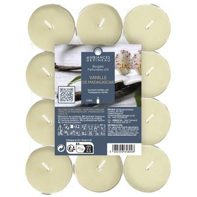 Ambiances Devineau Bougies chauffe-plats Vanille de Madagascar, 24 bougies