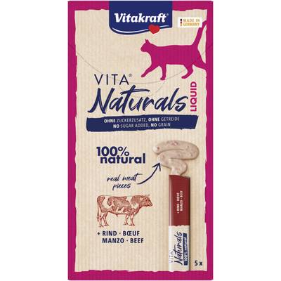 Vitakraft VitaNaturals Snack Liquide Creamy au Boeuf - Friandise pour chat, 5x15g