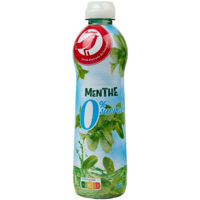 Auchan Sirop de menthe 0% de sucre, 75CL