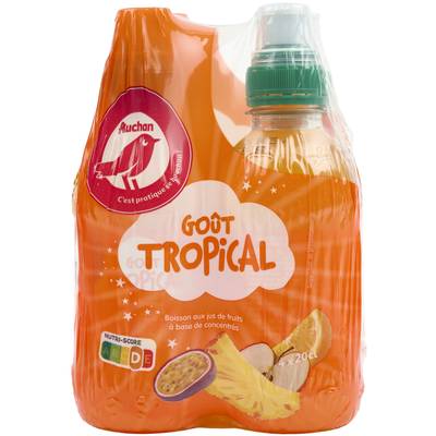 Auchan Boisson au jus de fruits goût tropical, 4x20cl