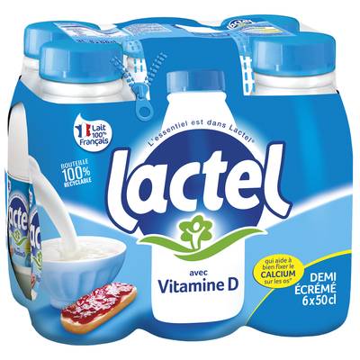 Lactel Lait 1/2 écrémé, 6x50cl