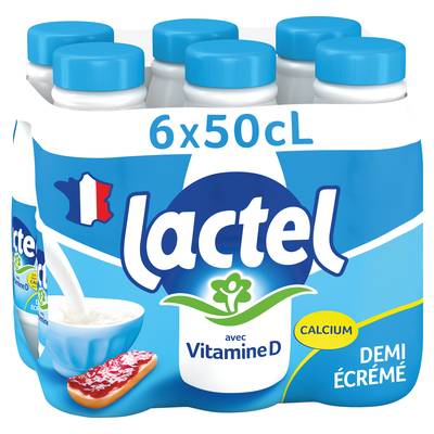 Lactel Lait 1/2 écrémé, 6x50cl