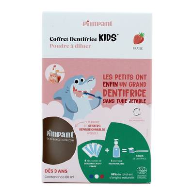 Pimpant Dentifrice Fraise enfant Coffret, 4 recharges + 1 bouteille