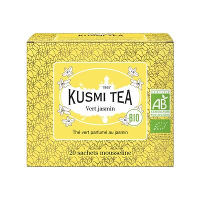 Kusmi Tea Thé vert jasmin Bio - Etui  sachets mousseline 40g, 20 sachets