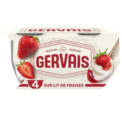 Charles Gervais de Danone Yaourt Nature sur lit de Fraise, 4x115g