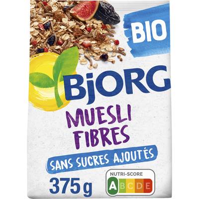 Bjorg Muesli Fibres au son de blé figues pruneaux Bio, 375g