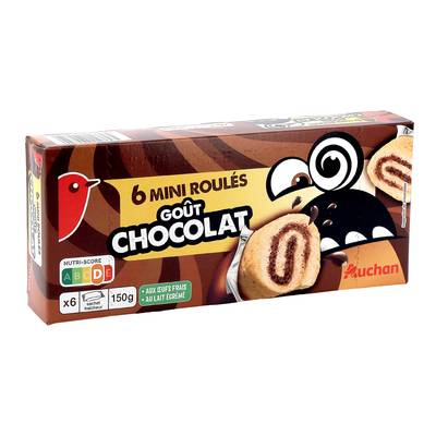 Auchan Mini roulés goût chocolat, 150g