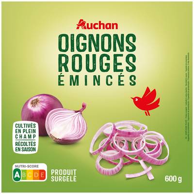 Auchan Oignons rouges émincés, 600g