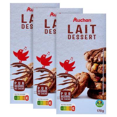 Auchan Tablette de chocolat au lait pâtissier, Lot de 3x170g