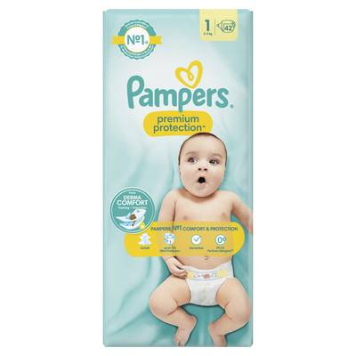 Pampers Premium Couches T1 2-5kg, 42 couches