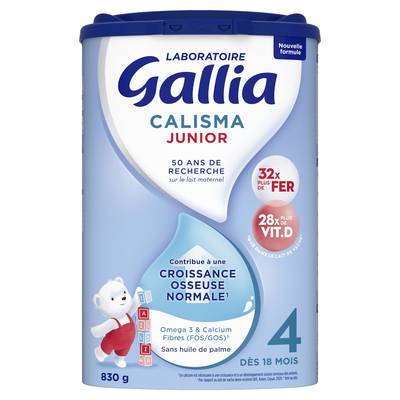 Laboratoire Gallia Lait de Croissance Calisma Junior 4 en Poudre Bébé Dès 18 Mois, 830g