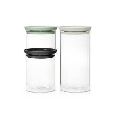 Brabantia Set de trois bocaux en verre empilables