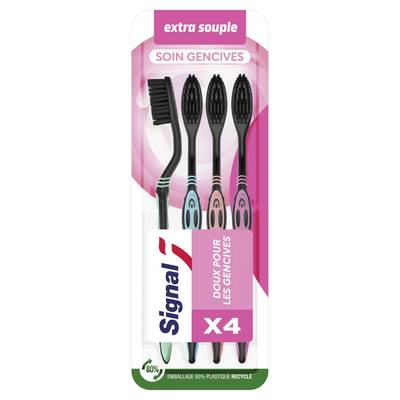 Signal Brosse à dents Extra Souple Soin Gencives, 4 brosses à dents