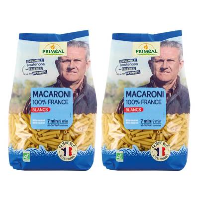 Priméal Macaroni blanc, bio, Lot de 2x500g