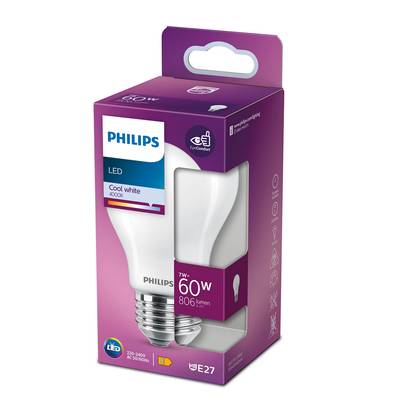Philips Ampoule E27- 7W LED Classique Dépolie Blanc Froid, E27  60W