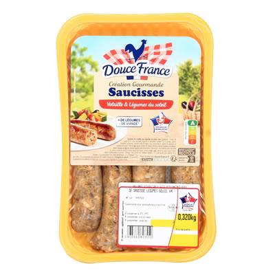 Douce France Saucisses Volaille & Légumes du Soleil, 4x80g