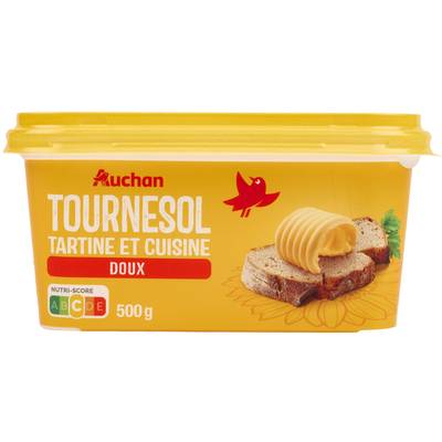 Auchan Margarine doux pour tartine et cuisson, 500g