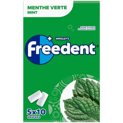 Freedent Menthe Verte, 5x10 dragees
