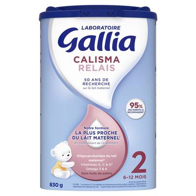 Laboratoire Gallia Lait bébé en poudre Calisma Relais 2ème âge, 6-12 mois, 830g