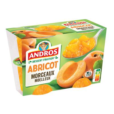 Andros essert fruitier avec morceaux abricot, 4x100g