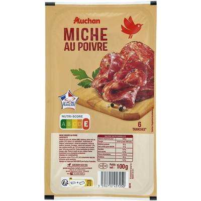 Auchan Miche au Poivre, 6 tranches - 100g
