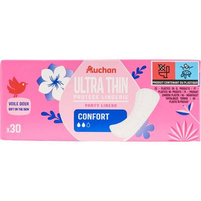 Auchan Protège-lingerie ultra mince confort, 30 Protège lingerie