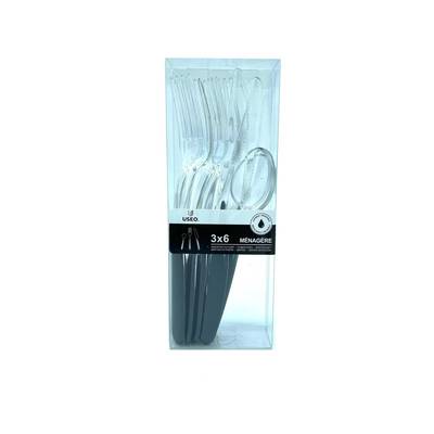 Nupik Couverts jetables ménagère 3 X 6 NOIR, 18 pièces