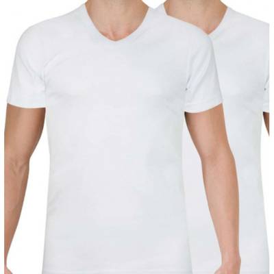 3106435170251 - Athena - 2 T-shirts col V en coton bio Blanc