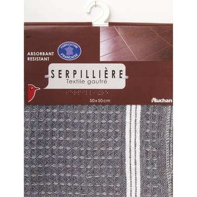 Auchan Serpillières gaufrées 50x50cm, 1 serpillère