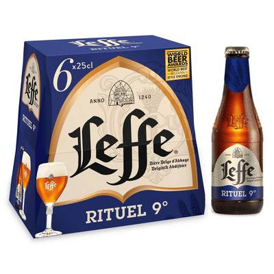 Leffe Bière blonde d'abbaye 9°, 6x25cl