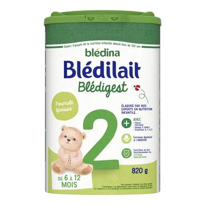 Blédina - Blédilait Lait bébé en poudre Blédigest 2ème âge, 6-12 mois, 820g