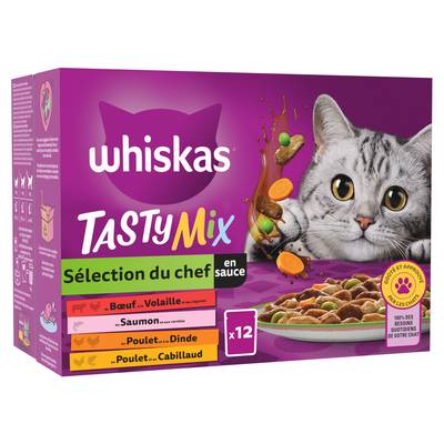 Whiskas Sachet en Sauce Tasty Mix Sélection du chef pour Chat Adulte, 12x85g