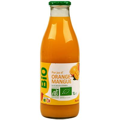 Auchan BIO Pur jus d'orange et mangue bio, 1L