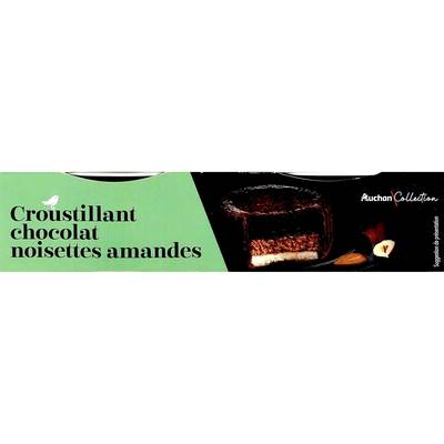 Auchan Collection Dessert croustillant au chocolat noisette, 2x80g