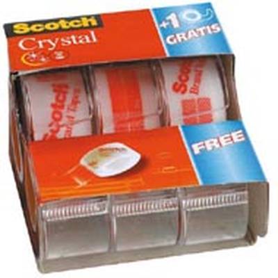 0051131674851 - Scotch - 3 Dévidoirs rubans adhésifs crystal 7,5 m x 19 mm