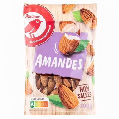 Auchan Amandes non salées, 100g